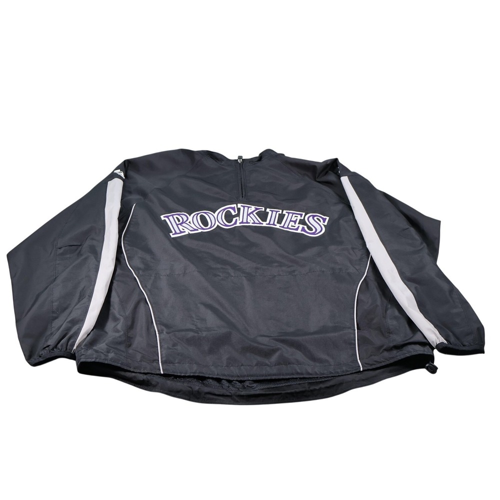 Colorado Rockies Jacket Mens XL Black MLB Baseball Pullover Windbreaker Majestic